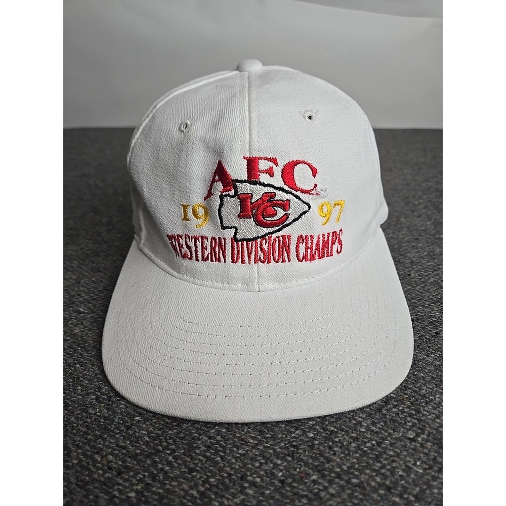 Vintage 90s Kansas City Chiefs Starter Snapback 1997 Afc West Champion White Hat